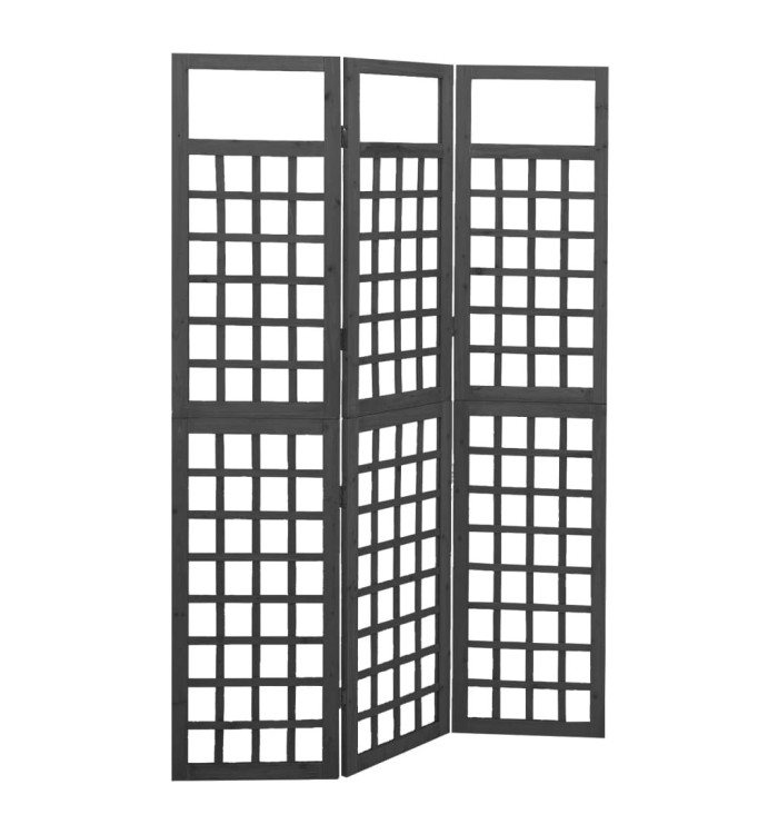 Cloison de séparation à 3 panneaux Bois de pin Noir 121x180 cm | Mobilier & Déco