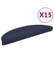 Tapis d'escalier auto-adhésif Poinçon aiguilleté 15 pcs Bleu | Mobilier & Déco