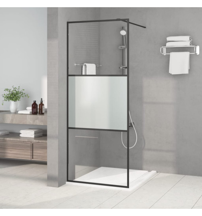 Paroi de douche Noir 80x195 cm Verre ESG demi-dépoli | Mobilier & Déco