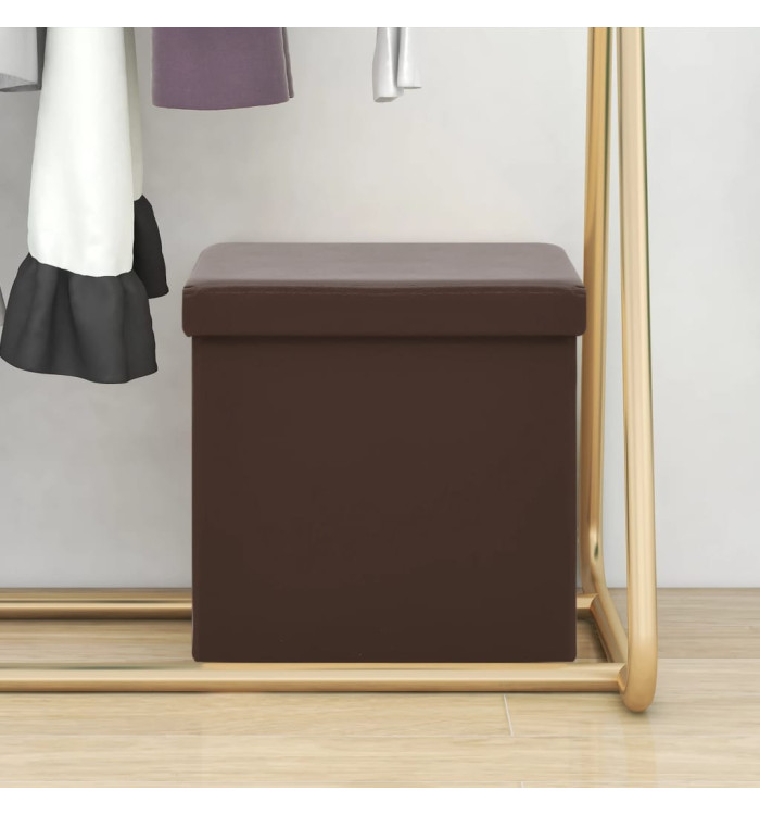 Tabouret de rangement pliable Marron PVC | Mobilier & Déco