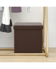 Tabouret de rangement pliable Marron PVC | Mobilier & Déco