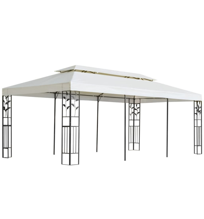 Belvédère à double toit blanc 6x3 m acier | Mobilier & Déco