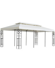 Belvédère à double toit blanc 6x3 m acier | Mobilier & Déco