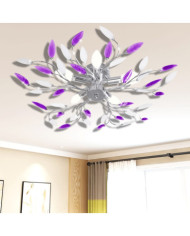 Plafonnier avec bras en acrylique Violet et blanc 5ampoules E14 | Mobilier & Déco