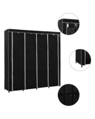 Garde-robe avec 4 compartiments Noir 175x45x170 cm | Mobilier & Déco