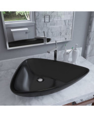 Évier triangulaire Céramique Noir 645 x 455 x 115 mm | Mobilier & Déco