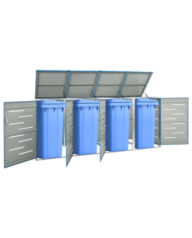 Abri pour quatre poubelles 276,5x77,5x112,5 cm Inox | Mobilier & Déco