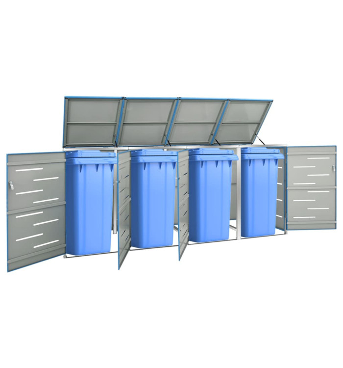 Abri pour quatre poubelles 276,5x77,5x112,5 cm Inox | Mobilier & Déco