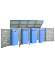 Abri pour quatre poubelles 276,5x77,5x112,5 cm Inox | Mobilier & Déco