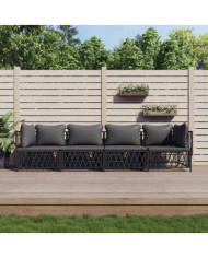 Salon de jardin avec coussins 4 pcs anthracite acier | Mobilier & Déco