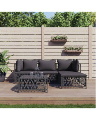 Salon de jardin avec coussins 5 pcs anthracite acier | Mobilier & Déco