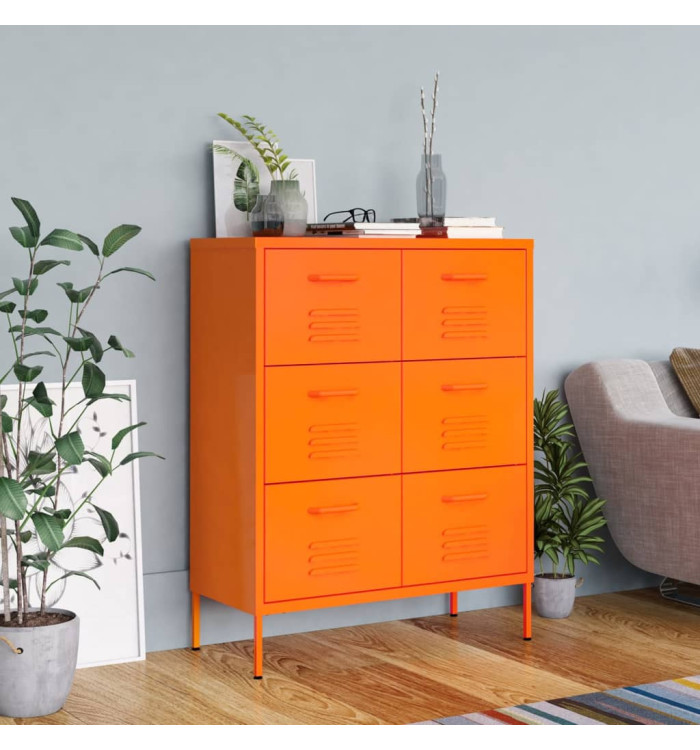 Armoire à tiroirs Orange 80x35x101,5 cm Acier | Mobilier & Déco