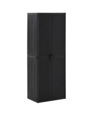Armoire de rangement de jardin Noir 65x45x172 cm PP Rotin | Mobilier & Déco