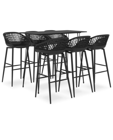 Ensemble de bar 7 pcs Noir | Mobilier & Déco