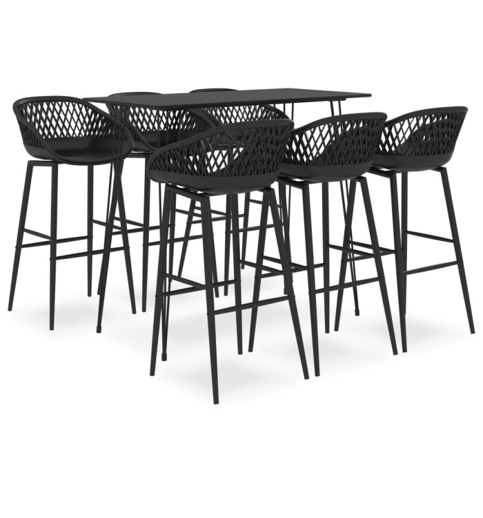 Ensemble de bar 7 pcs Noir | Mobilier & Déco