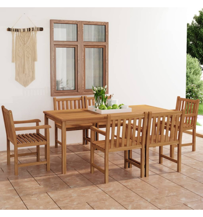Ensemble à manger de jardin 7 pcs Bois de teck massif | Mobilier & Déco
