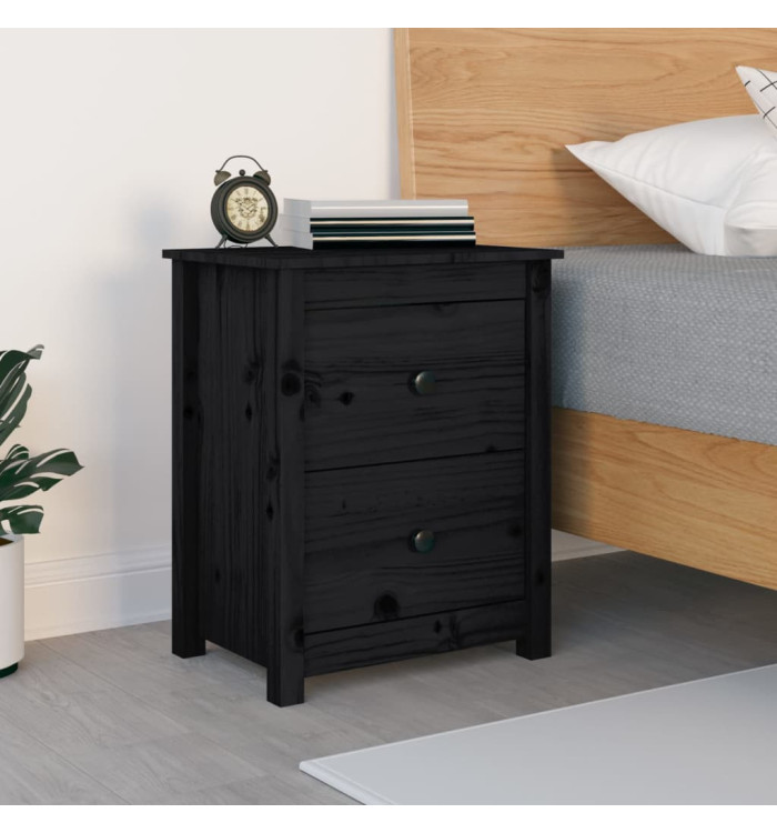 Table de chevet Noir 50x35x61,5 cm Bois de pin massif | Mobilier & Déco