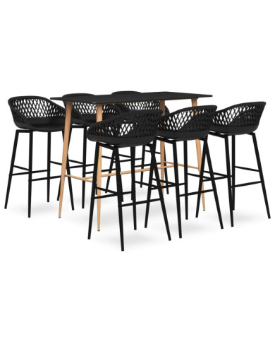 Ensemble de bar 7 pcs Noir | Mobilier & Déco