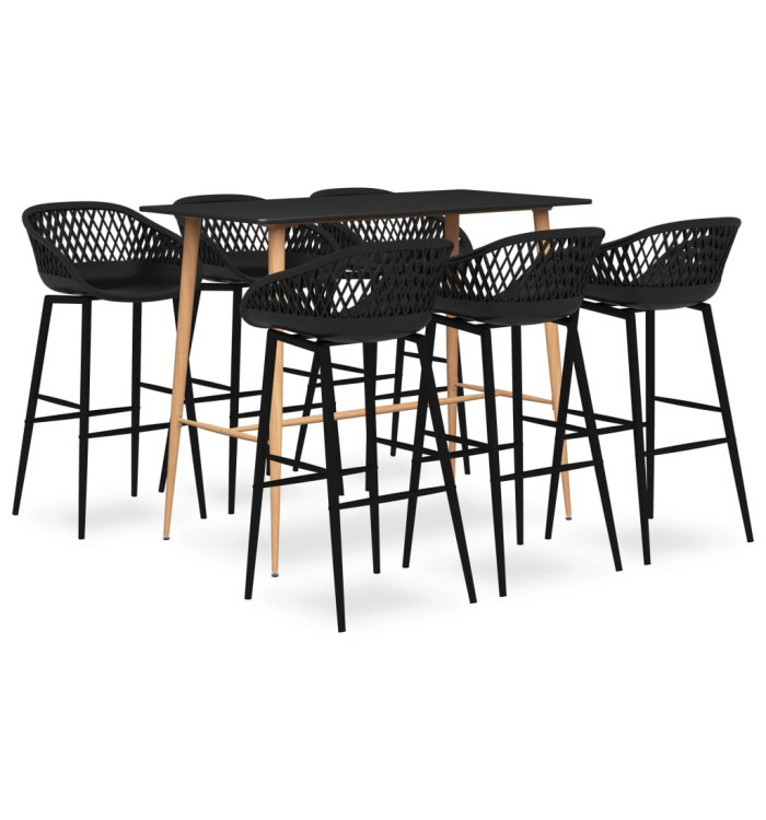 Ensemble de bar 7 pcs Noir | Mobilier & Déco