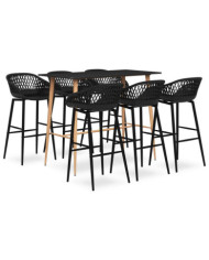 Ensemble de bar 7 pcs Noir | Mobilier & Déco