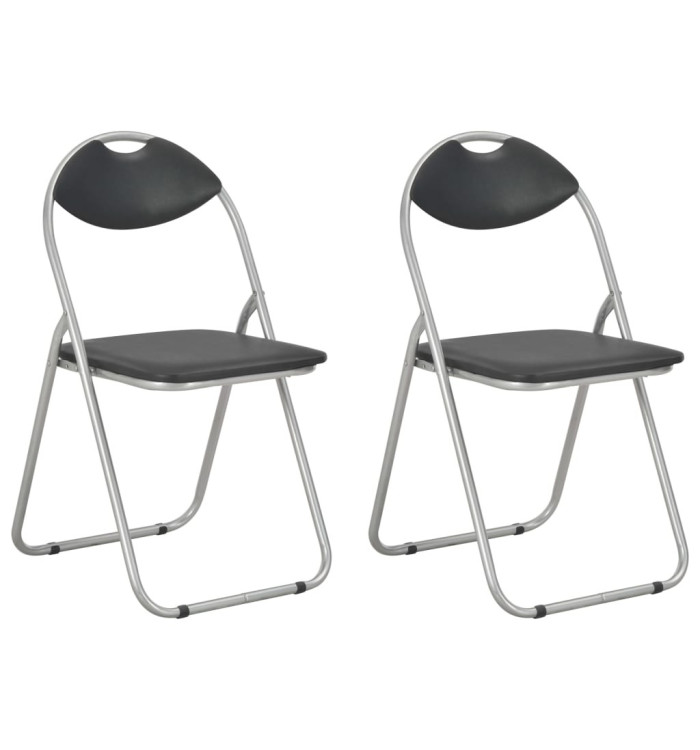 Chaises pliantes à manger lot de 2 noir similicuir | Mobilier & Déco