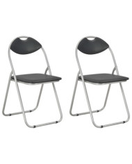 Chaises pliantes à manger lot de 2 noir similicuir | Mobilier & Déco