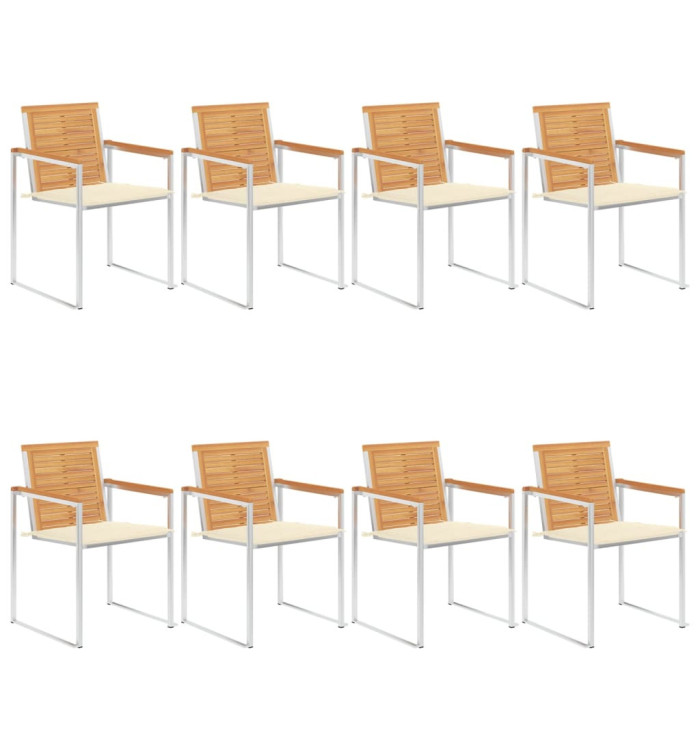 Chaises de jardin lot de 8 avec coussins Bois de teck massif | Mobilier & Déco