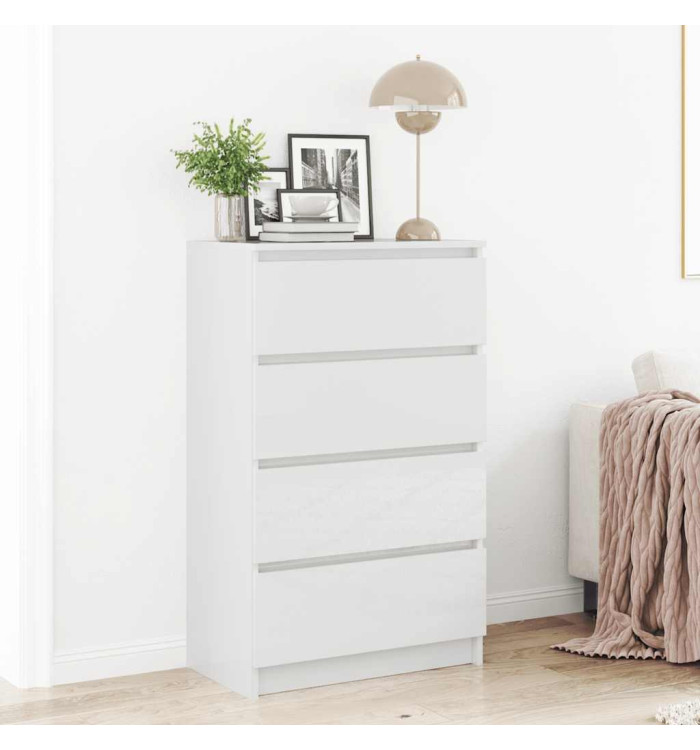 Buffet Blanc brillant 60x35x98,5 cm Bois d'ingénierie | Mobilier & Déco