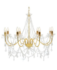 Lustre avec perles Doré 8 ampoules E14 | Mobilier & Déco