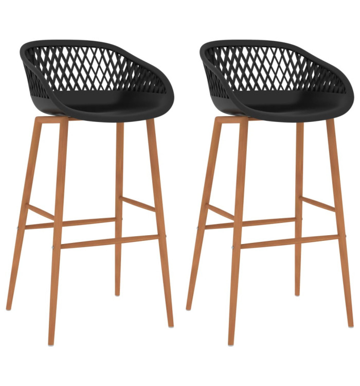 Chaises de bar lot de 2 noir | Mobilier & Déco