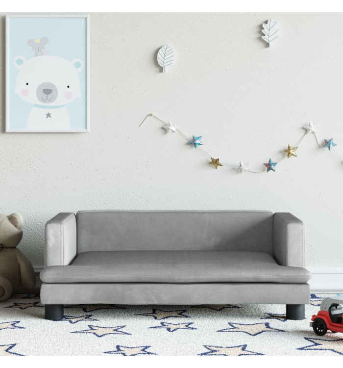 Canapé pour enfants gris clair 80x45x30 cm velours | Mobilier & Déco