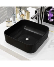 Lavabo carré Céramique Noir 38 x 38 x 13,5 cm | Mobilier & Déco