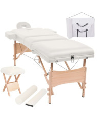 Table de massage pliable et tabouret 10 cm d'épaisseur Blanc | Mobilier & Déco