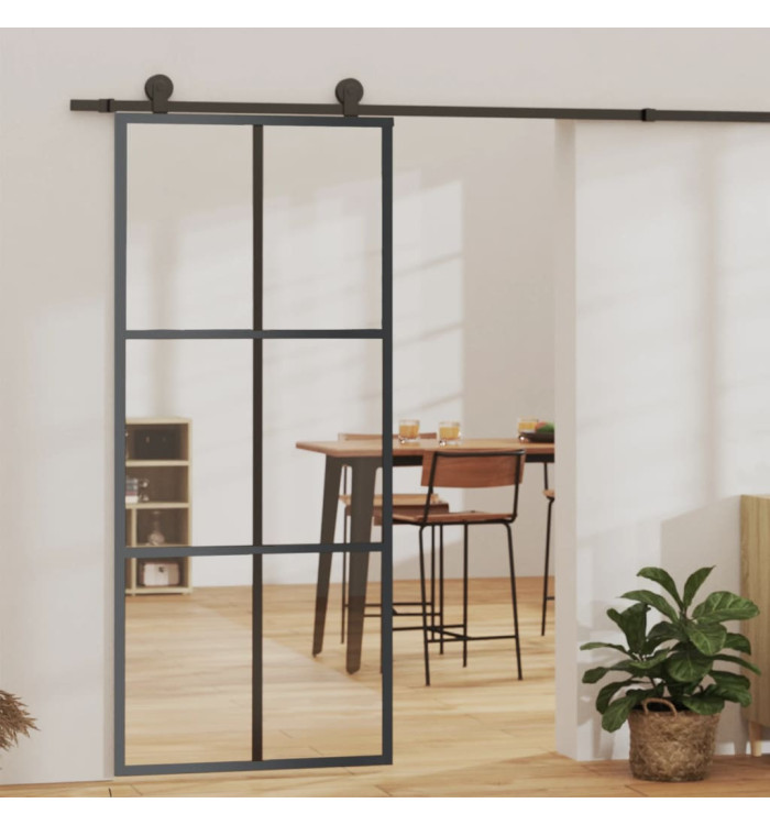 Porte coulissante et quincaillerie Verre et Aluminium 90x205 cm | Mobilier & Déco