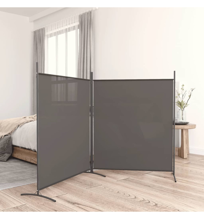 Cloison de séparation 2 panneaux Anthracite 348x180 cm Tissu | Mobilier & Déco