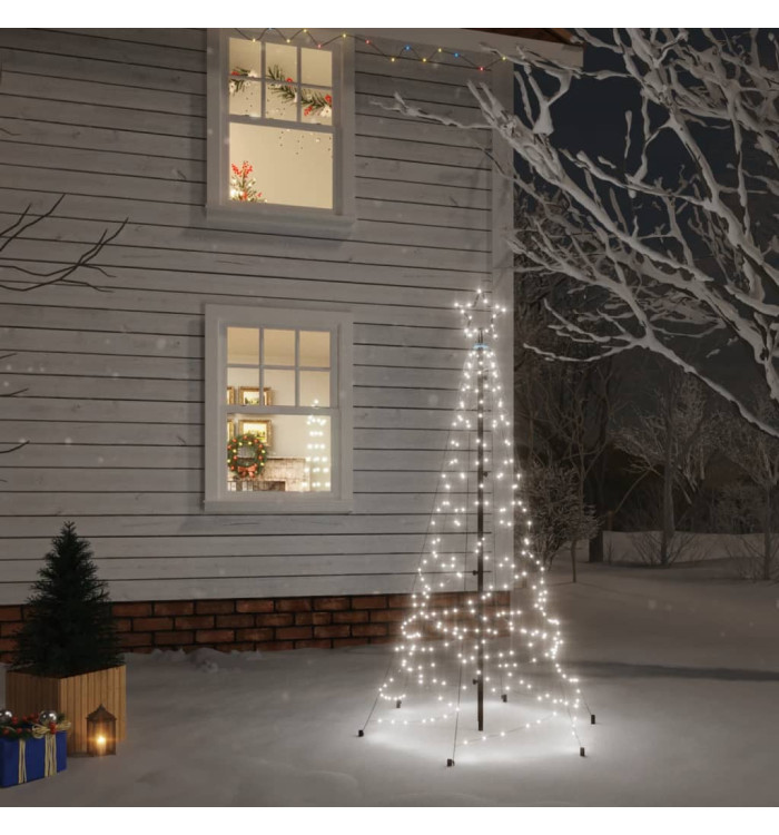 Sapin de Noël avec piquet Blanc froid 200 LED 180 cm | Mobilier & Déco