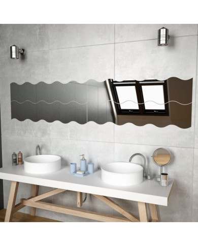 Miroirs muraux 4 pcs 100x23 cm Ondulé Verre | Mobilier & Déco