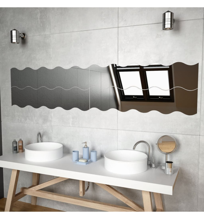 Miroirs muraux 4 pcs 100x23 cm Ondulé Verre | Mobilier & Déco