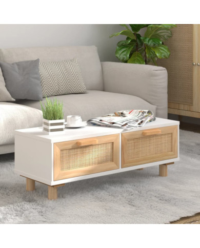 Table basse Blanc 80x40x30 cm Bois d'ingénierie et pin massif | Mobilier & Déco