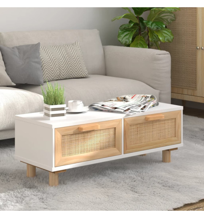 Table basse Blanc 80x40x30 cm Bois d'ingénierie et pin massif | Mobilier & Déco