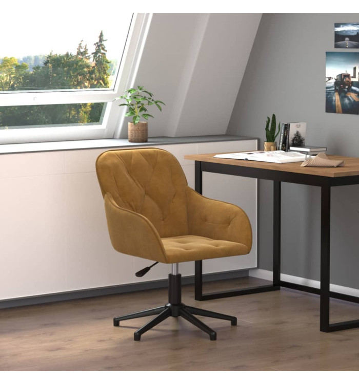 Chaise pivotante de bureau Marron Velours | Mobilier & Déco