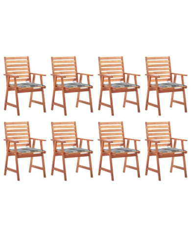 Chaises à manger d'extérieur lot de 8 et coussins Acacia massif | Mobilier & Déco