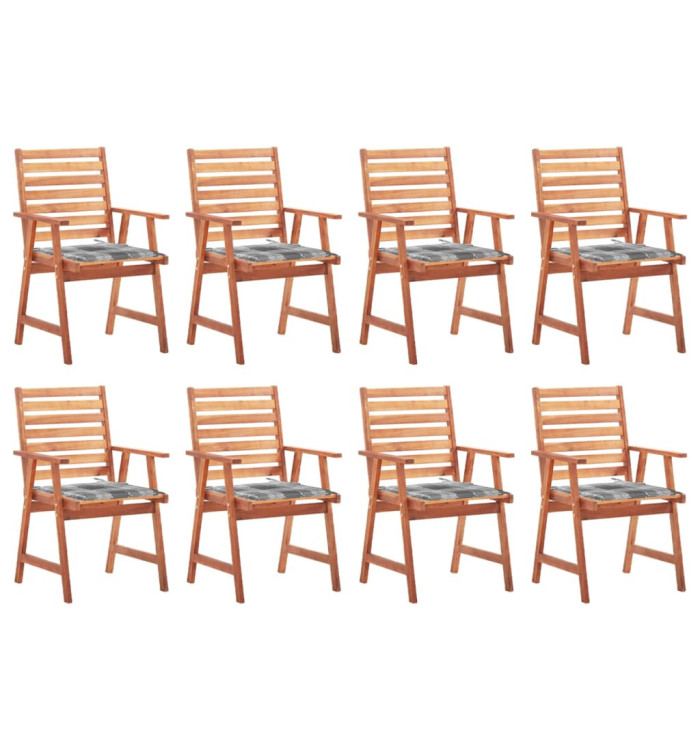 Chaises à manger d'extérieur lot de 8 et coussins Acacia massif | Mobilier & Déco