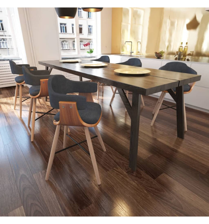 Chaises à manger lot de 6 gris foncé bois courbé et tissu | Mobilier & Déco