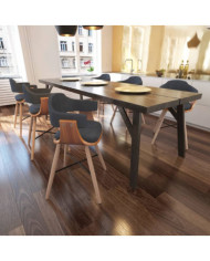 Chaises à manger lot de 6 gris foncé bois courbé et tissu | Mobilier & Déco