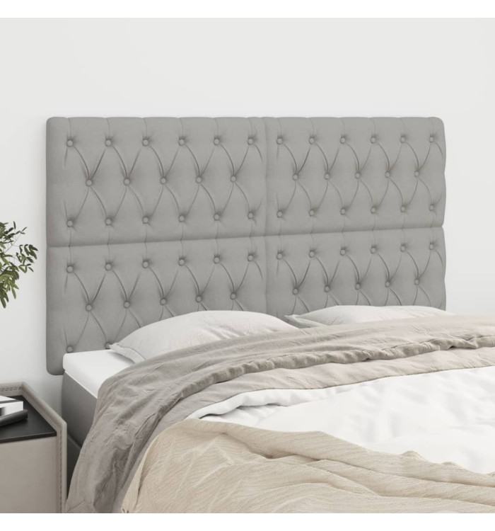 Têtes de lit 4 pcs Gris clair 72x7x78/88 cm Tissu | Mobilier & Déco