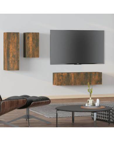 Ensemble de meubles TV 4 pcs Chêne fumé Bois d'ingénierie | Mobilier & Déco