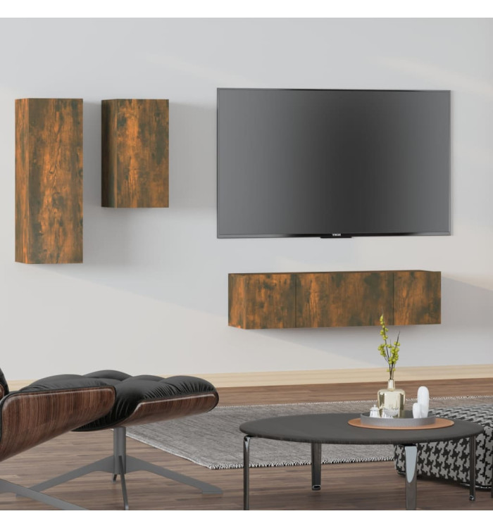 Ensemble de meubles TV 4 pcs Chêne fumé Bois d'ingénierie | Mobilier & Déco