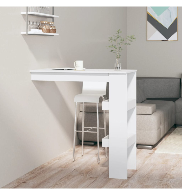 Table bar mural Blanc Brillant 102x45x103,5cm Bois d'ingénierie | Mobilier & Déco
