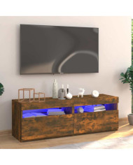 Meuble TV avec lumières LED chêne fumé 120x35x40 cm | Mobilier & Déco